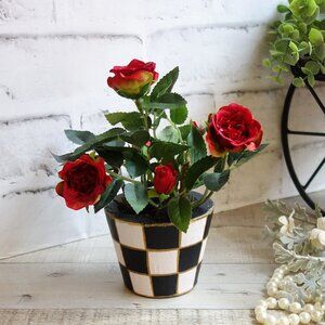Checked Flower Pot Checks and Roses Decor Buffalo Check Flower Pot